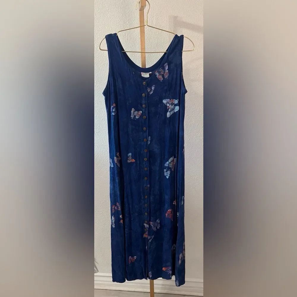 Wenger HawaiianâInspiration- Navy Butterfly Print Maxi Dress- Medium